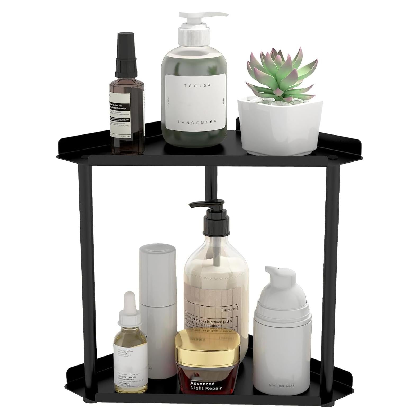 Organizador de Baño Jesginboo 2 Niveles Esquinero Negro