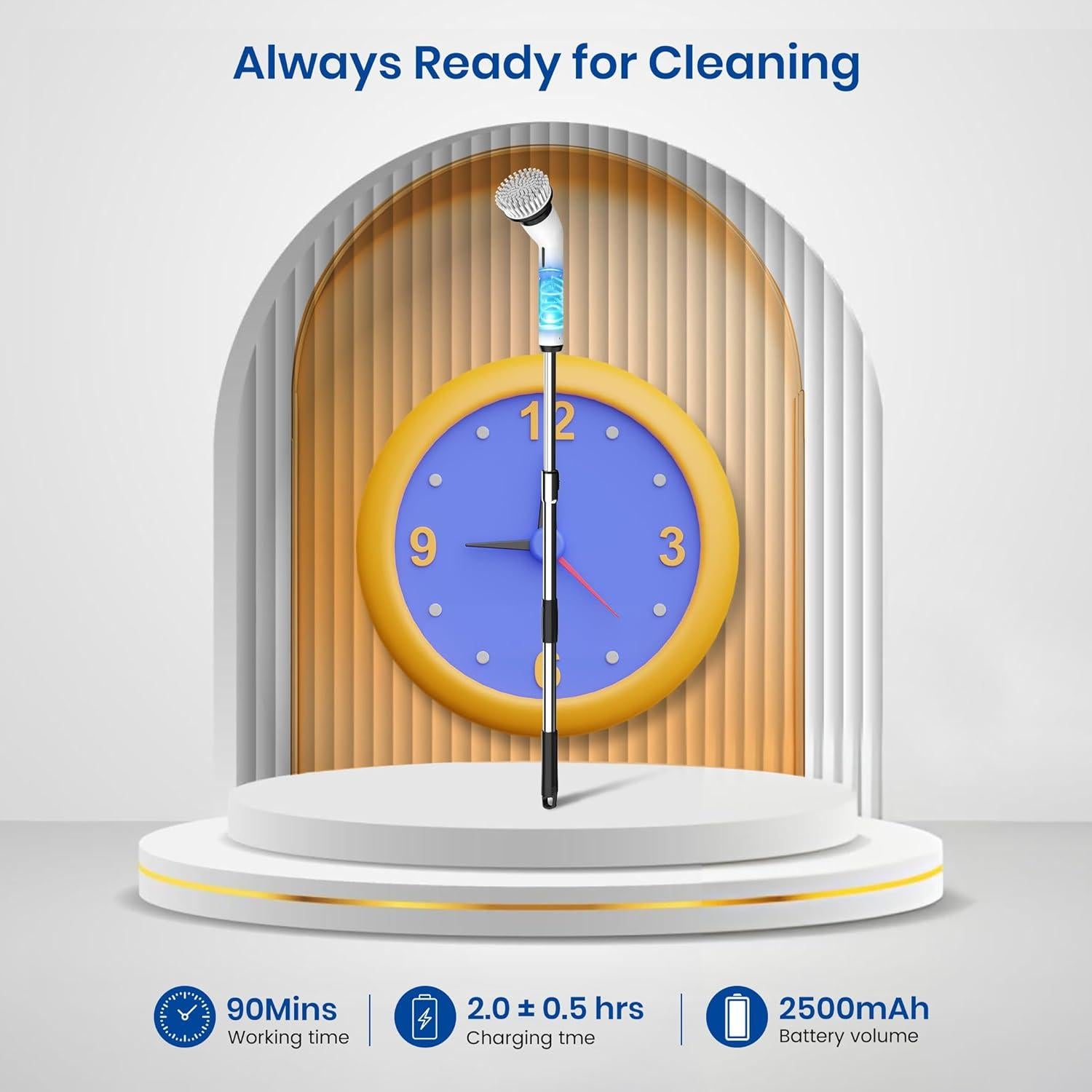 Cepillo de Limpieza Eléctrico KEIMI con Mango Extensible y 4 Cabezas