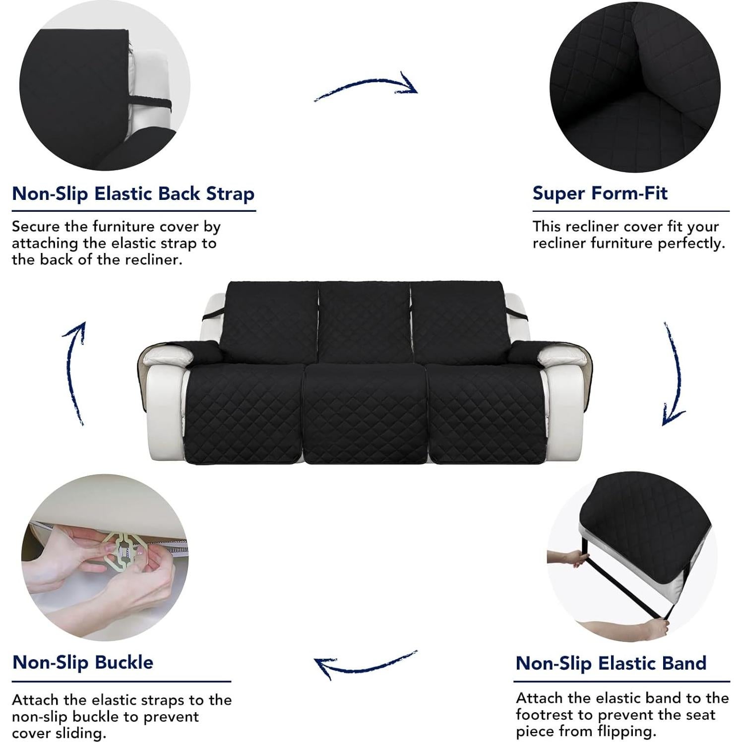 Cubierta de Sofá Reclinable PureFit 3 Asientos Resistente al Agua