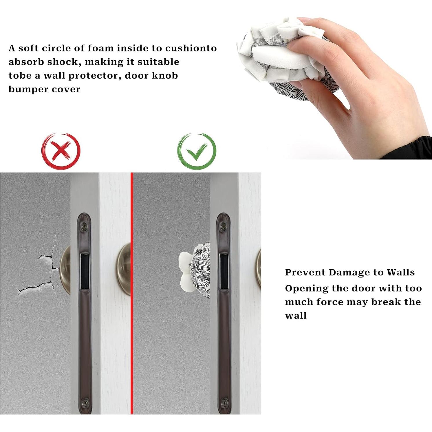 Cubiertas de pomo de puerta Sliverdew 2 Pcs Negro Floral