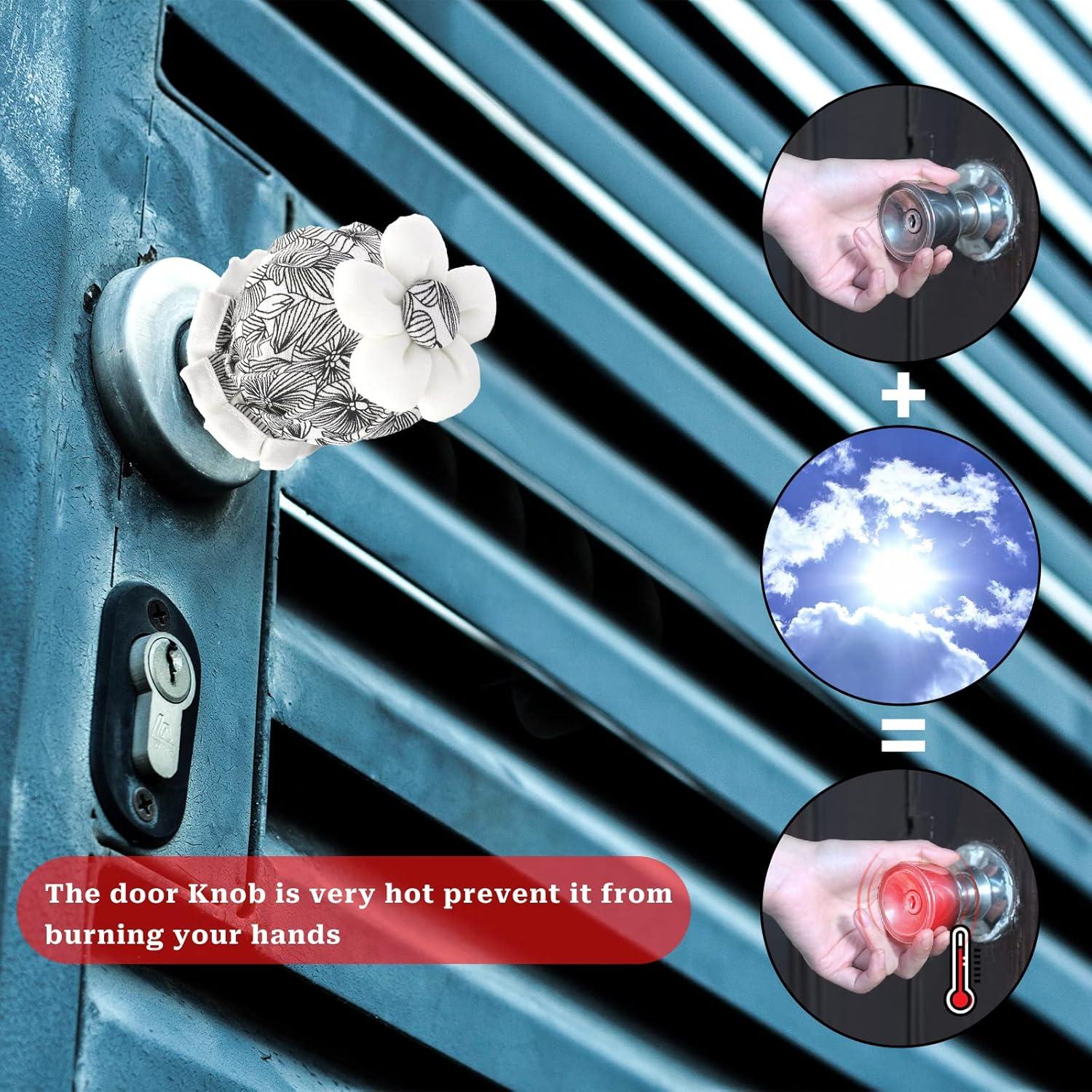 Cubiertas de pomo de puerta Sliverdew 2 Pcs Negro Floral