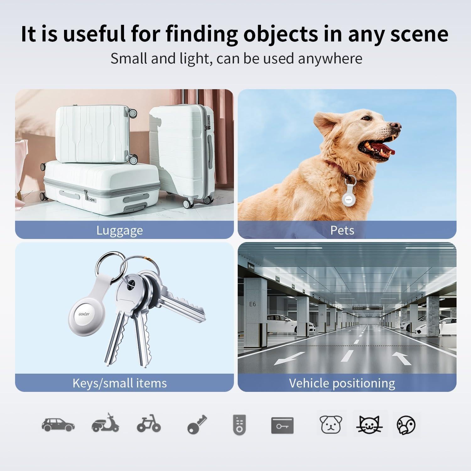 Localizador Bluetooth GOALBY Air Tag para Llaves y Mascotas