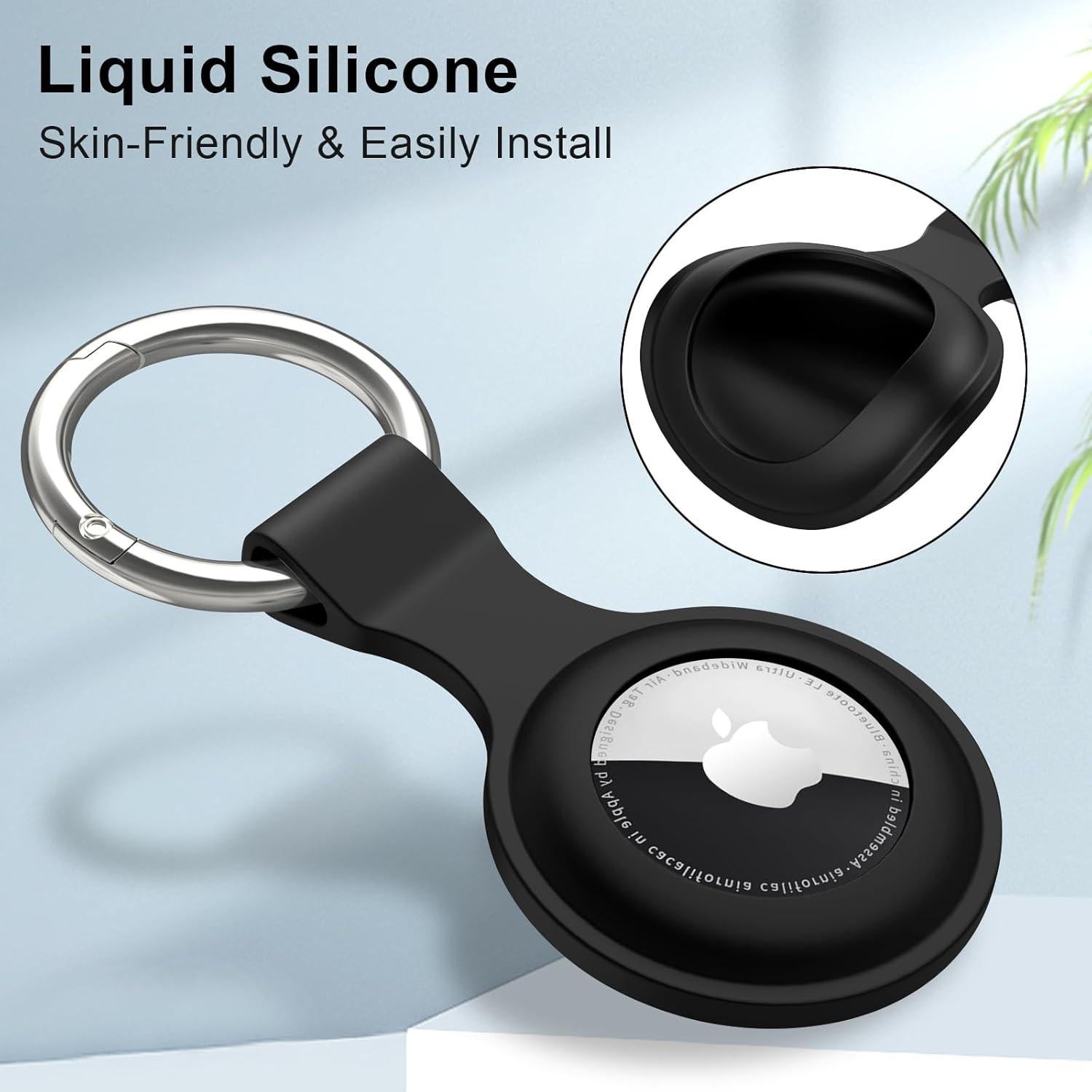 Meliya 4 Fundas Protectores Silicona para Apple AirTag Negro