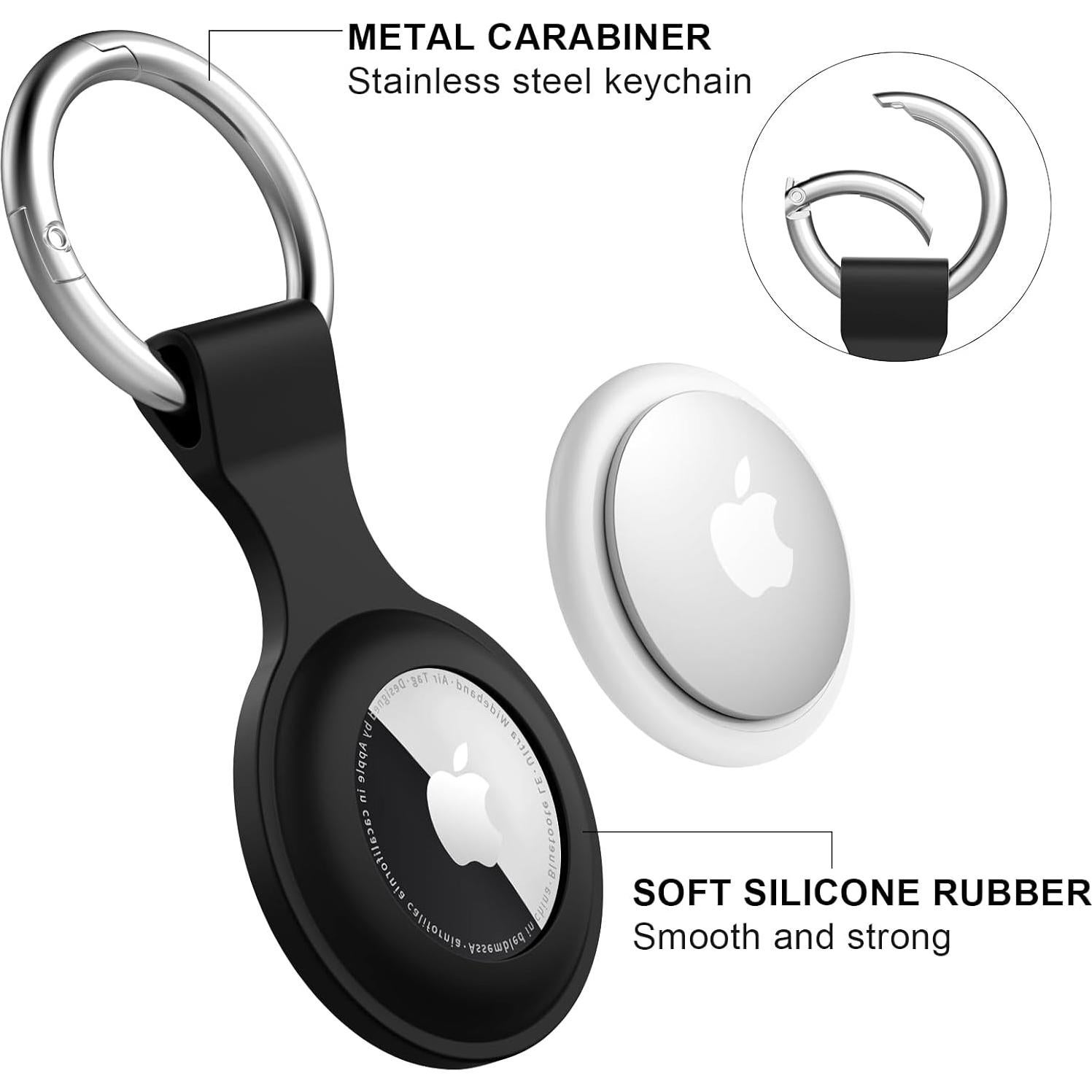 Meliya 4 Fundas Protectores Silicona para Apple AirTag Negro