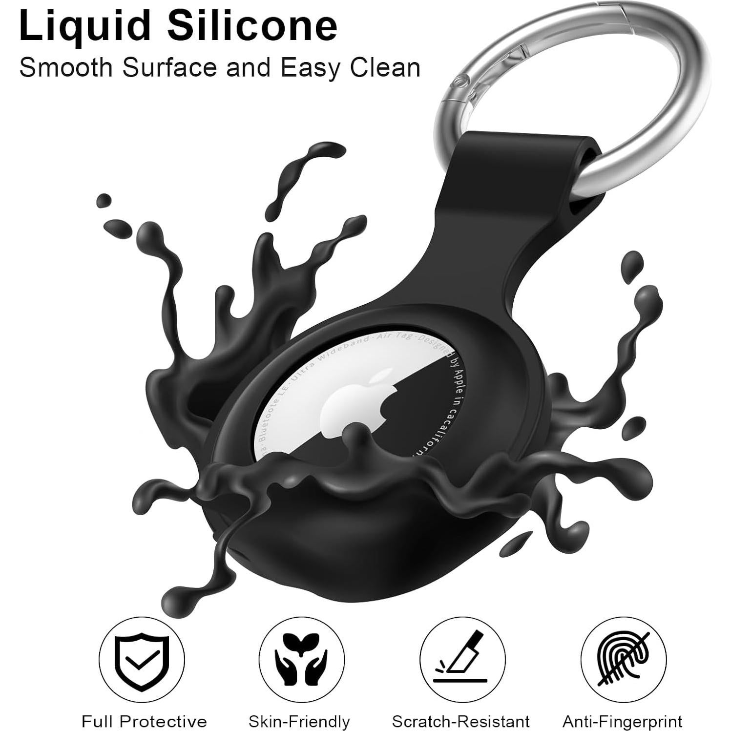 Meliya 4 Fundas Protectores Silicona para Apple AirTag Negro