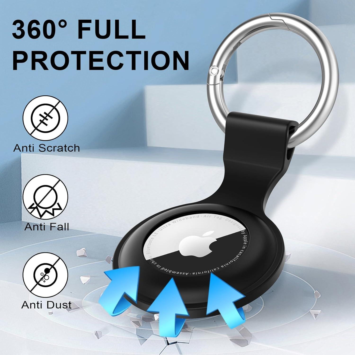 Meliya 4 Fundas Protectores Silicona para Apple AirTag Negro