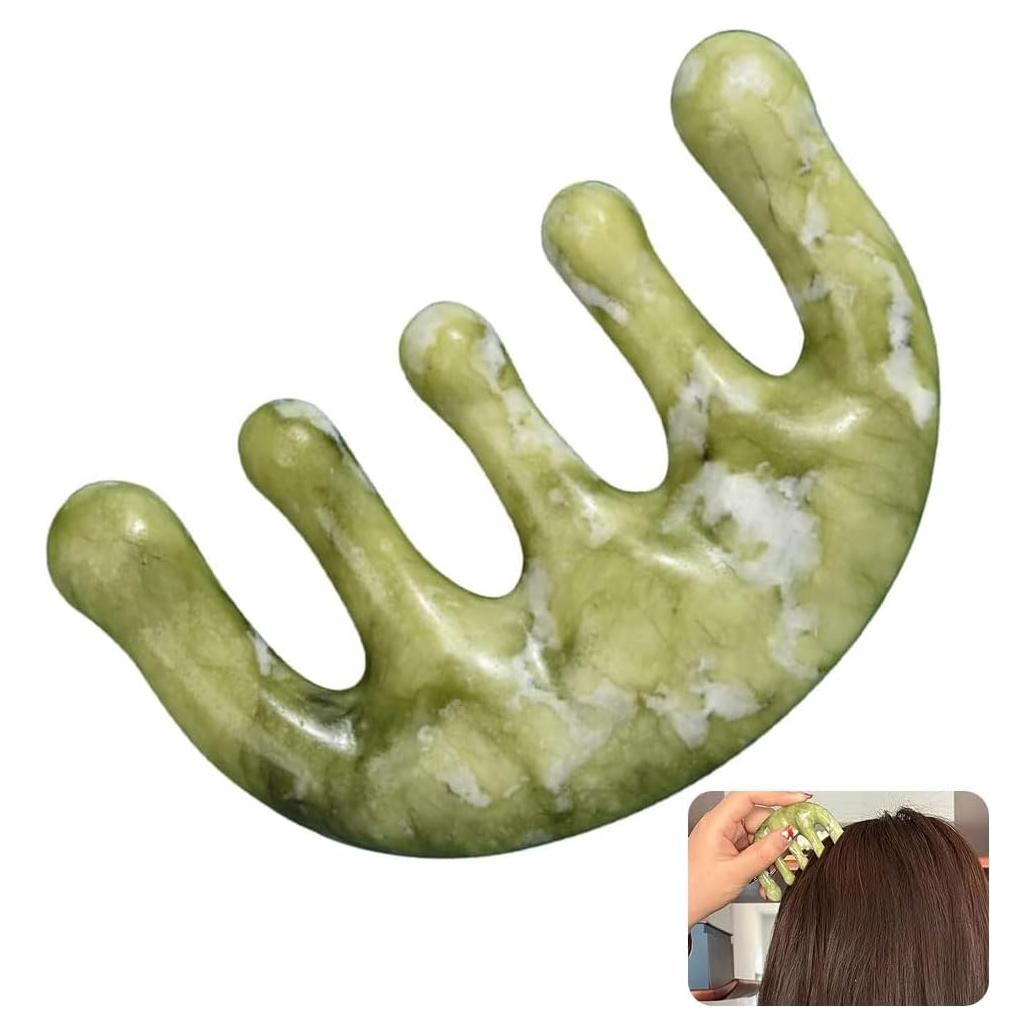 Peine de Jade Youghuen y Masajeador Gua Sha 9x9cm