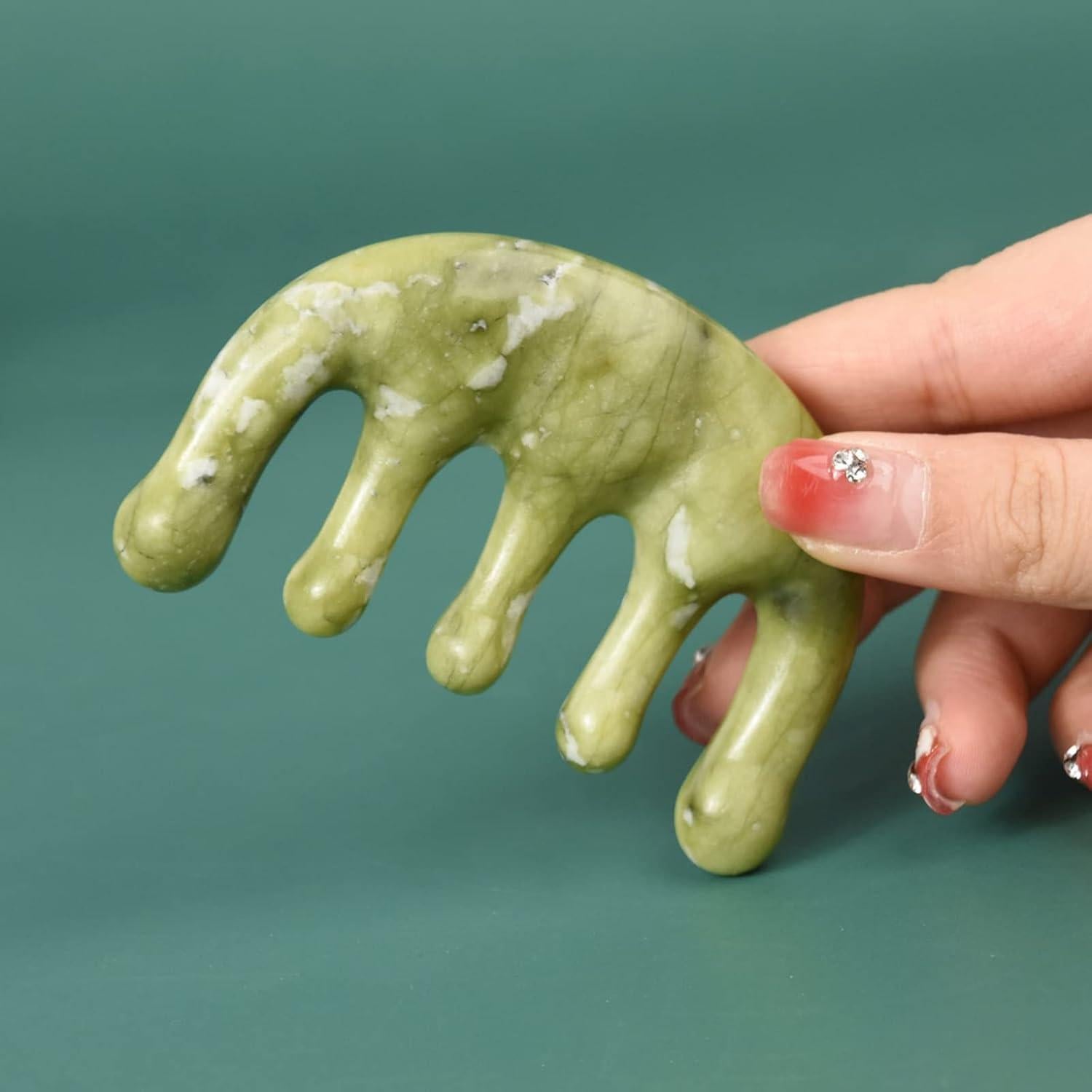 Peine de Jade Youghuen y Masajeador Gua Sha 9x9cm