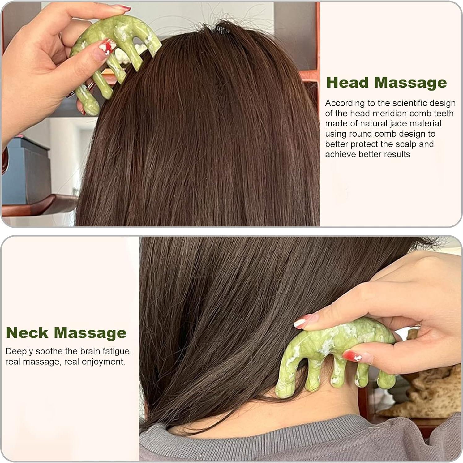 Peine de Jade Youghuen y Masajeador Gua Sha 9x9cm