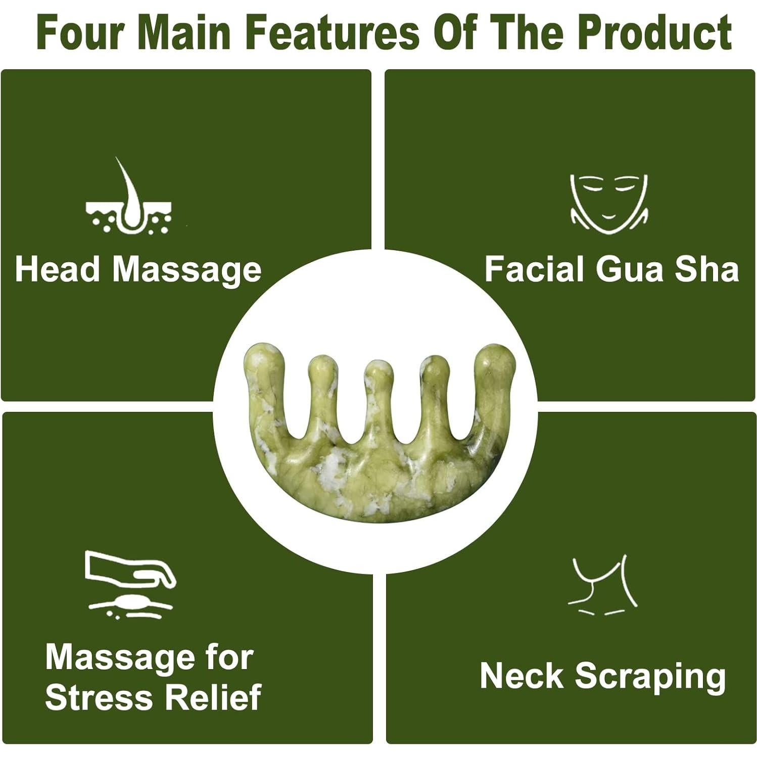 Peine de Jade Youghuen y Masajeador Gua Sha 9x9cm