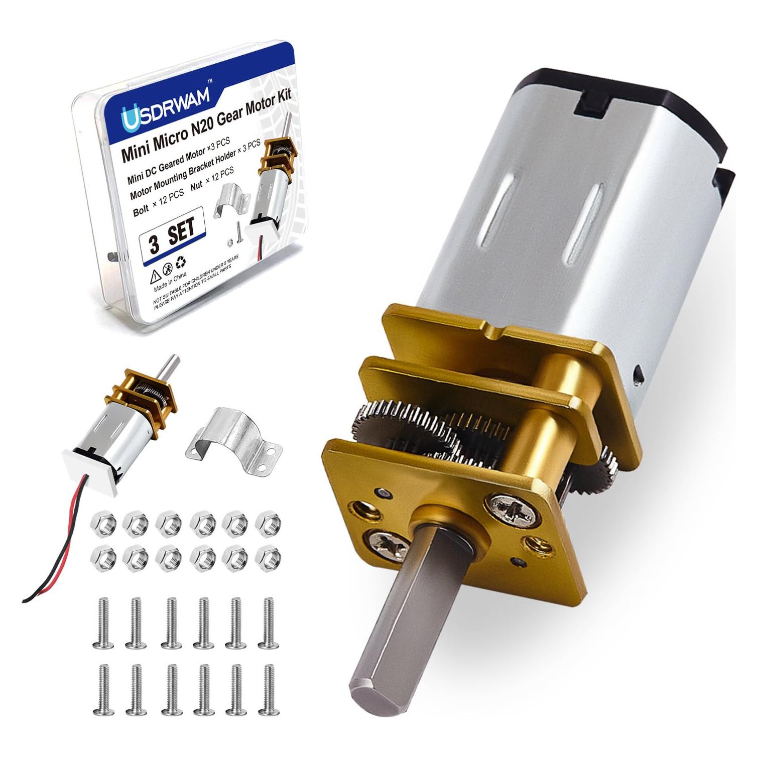 3 Pcs Motor de Engranaje N20 DC 3V-6V Usdrwam para Juguetes RC