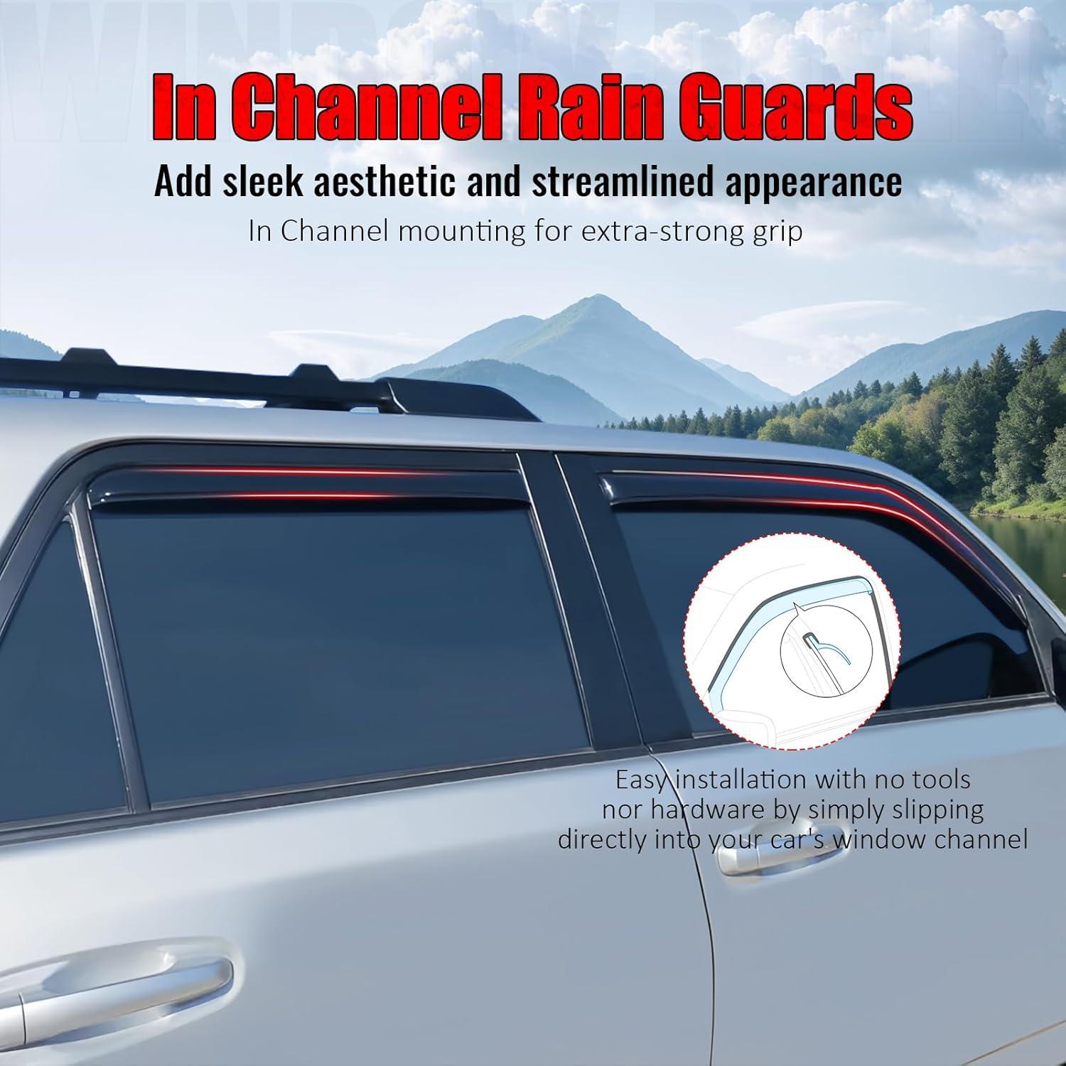 IKON MOTORSPORTS in Channel Window Visors Compatible with 2018-2024 Toyota Camry, Acrylic Smoke/Tinted Rain Guards, Side Window Wind Deflectors 4PCS