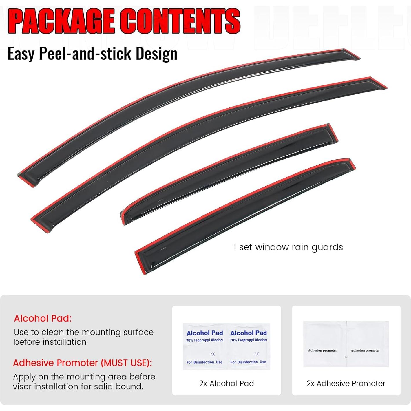 IKON MOTORSPORTS in Channel Window Visors Compatible with 2018-2024 Toyota Camry, Acrylic Smoke/Tinted Rain Guards, Side Window Wind Deflectors 4PCS