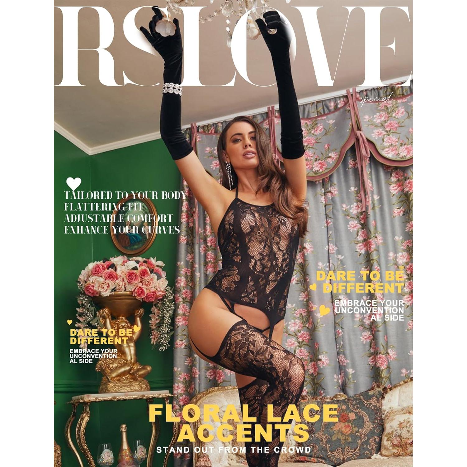 Bodystocking Sexy RSLOVE Talla Única Malla Negra