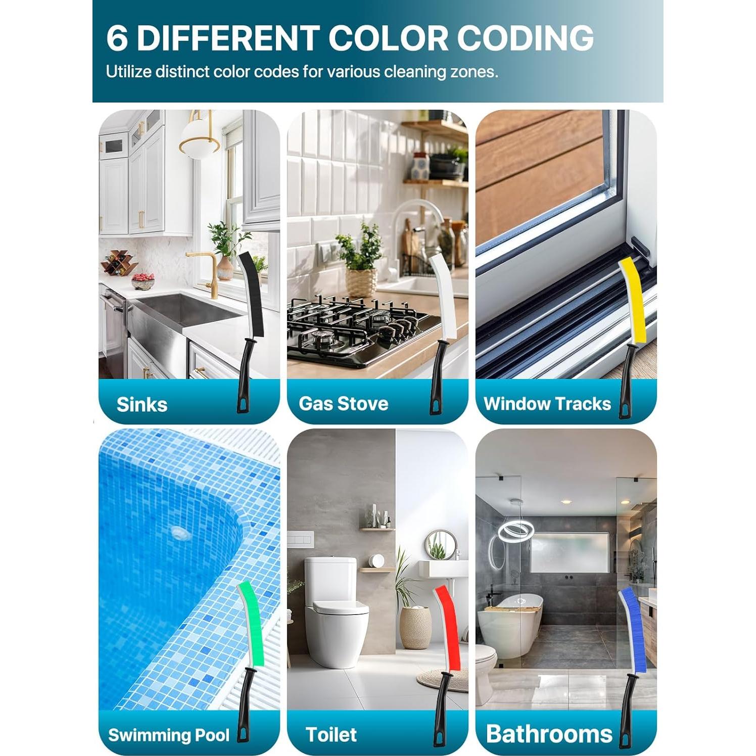 6 Pzs Cepillos de Limpieza de Ranuras KOSPRIE Coloridos