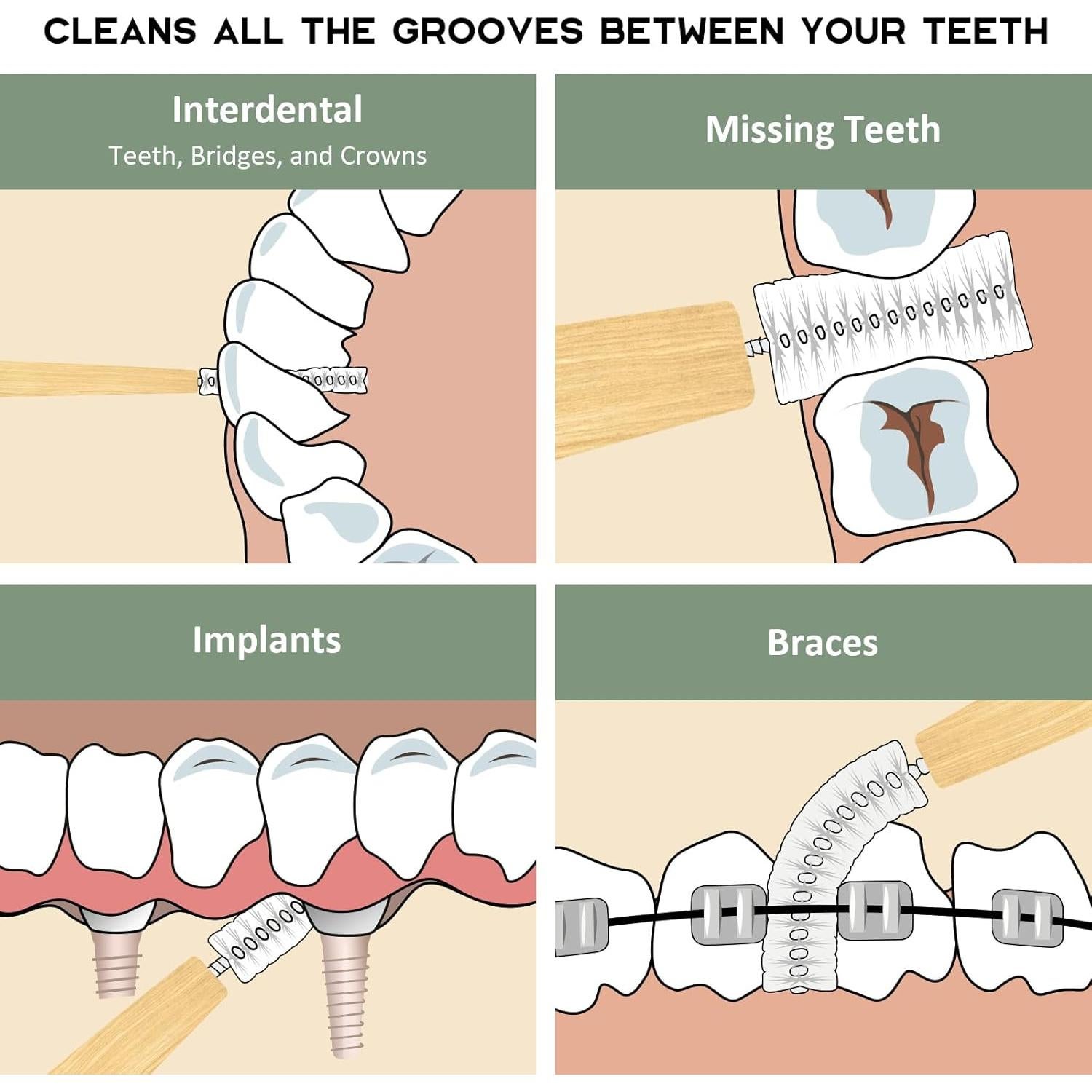 Cepillos Interdentales de Bambú Isshah 40 Unidades Tamaño 4