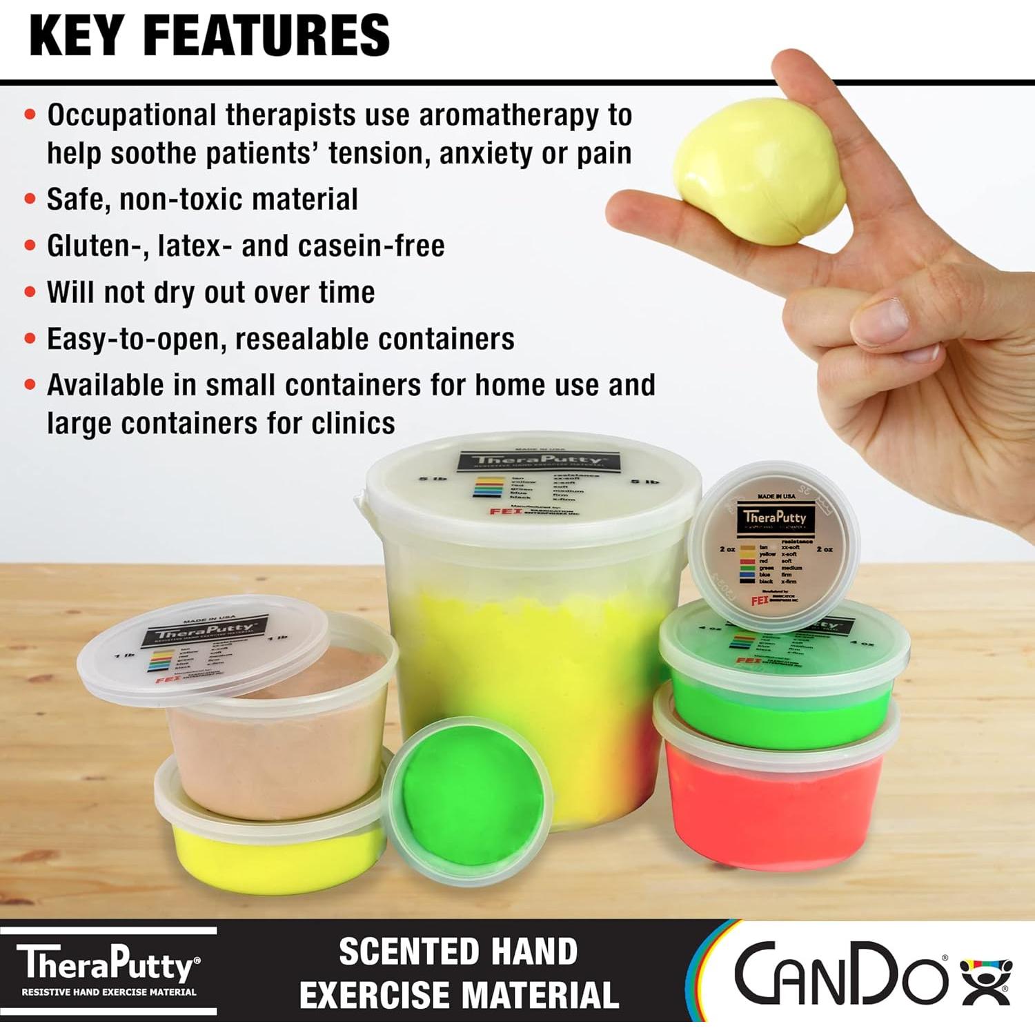 CanDo TheraPutty Masilla Aromática 4 Piezas 2oz Rehabilitación