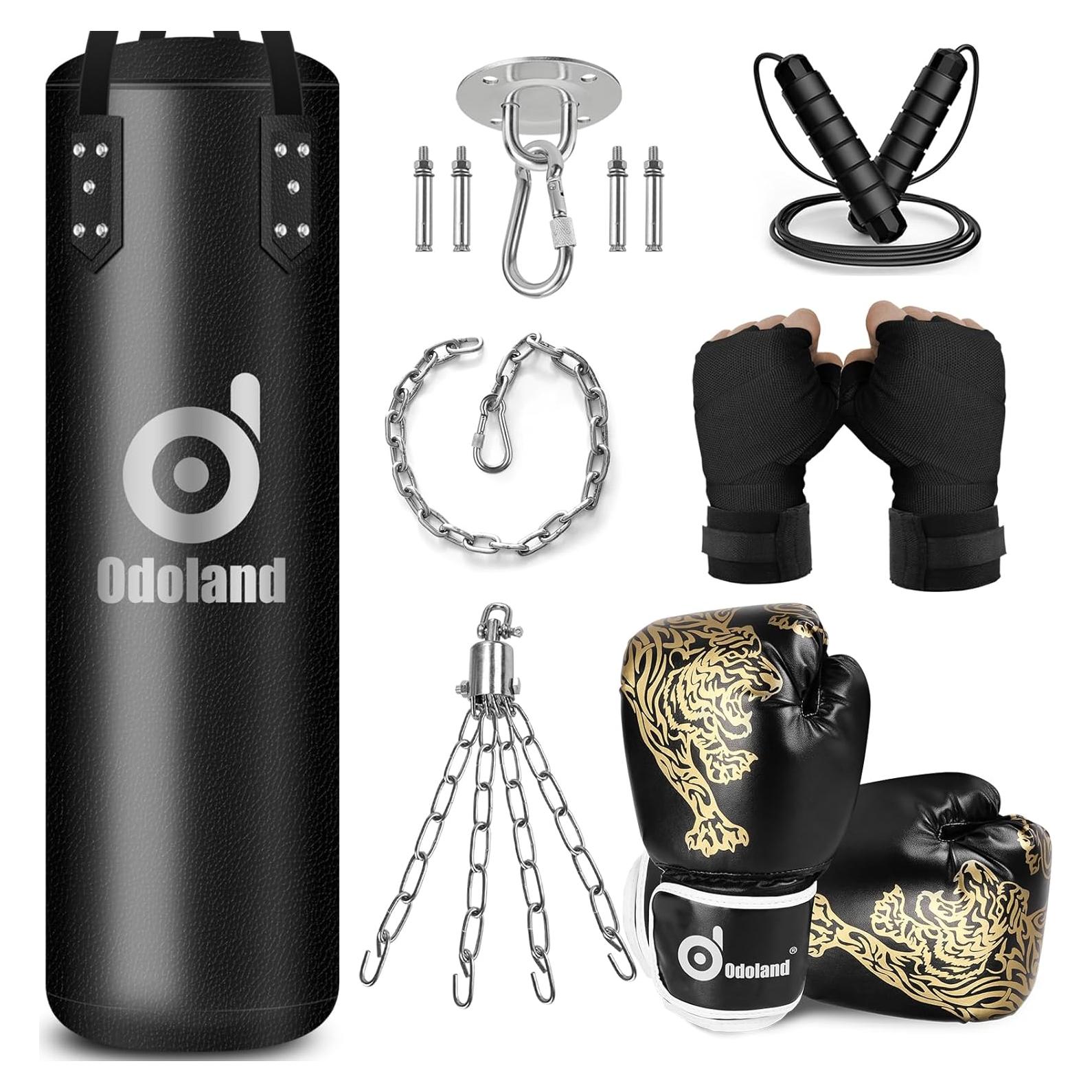 Saco de Boxeo Odoland 4 pies + Guantes 12 oz + Vendas
