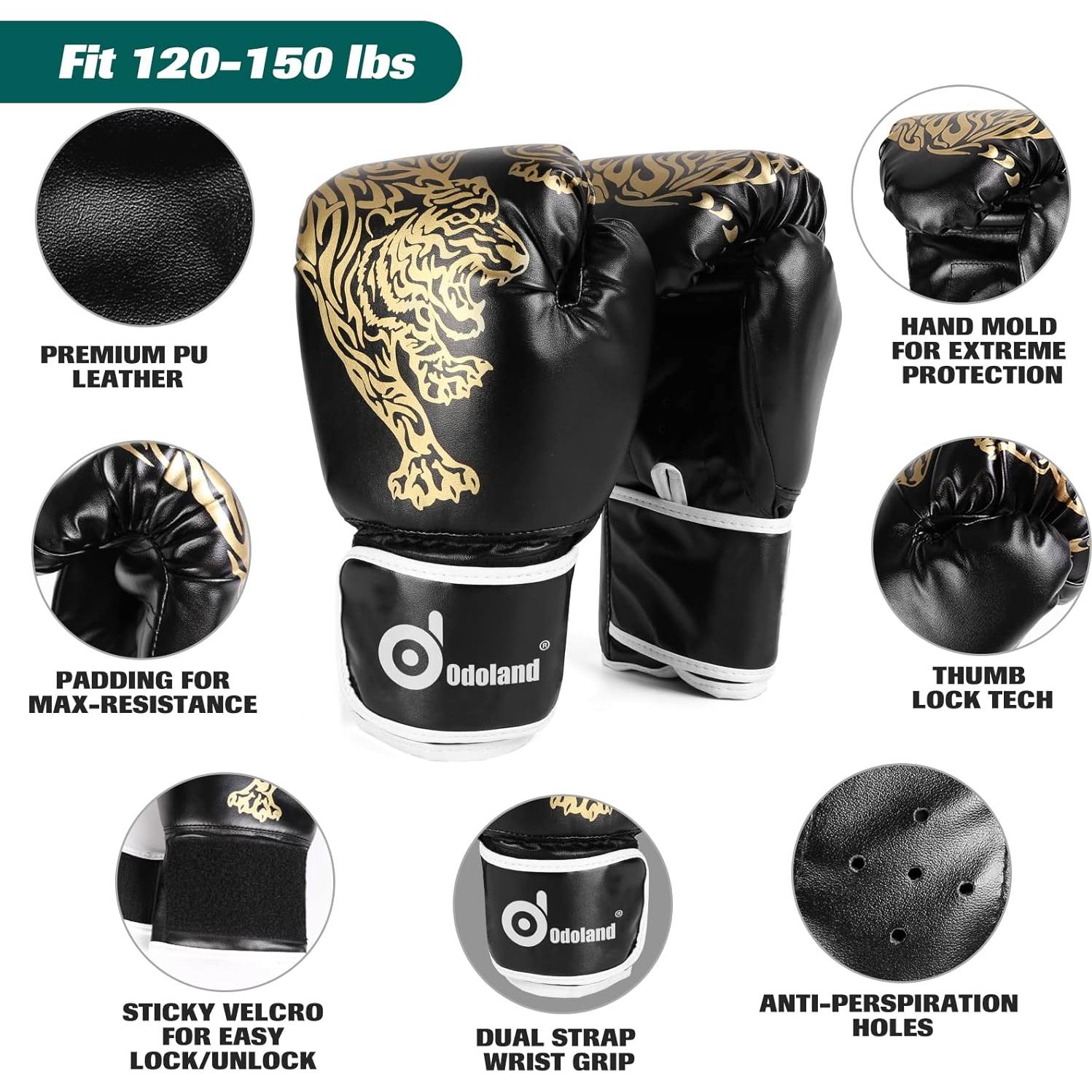 Saco de Boxeo Odoland 4 pies + Guantes 12 oz + Vendas