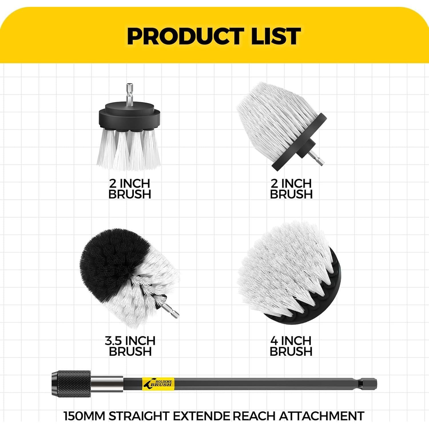 Holikme Kit de Cepillos para Taladro - 5 Accesorios de Limpieza