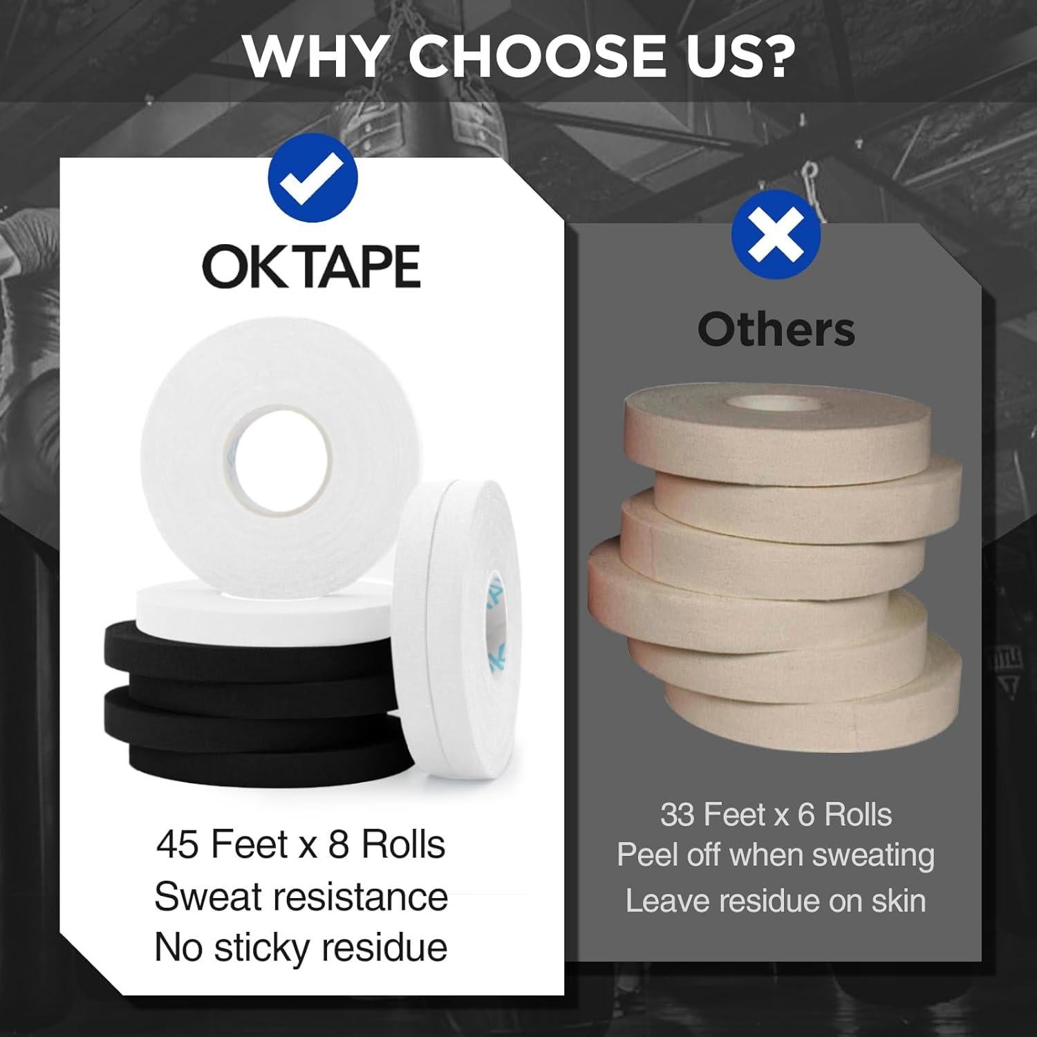 Cinta Atlética OK 8 Rollos 0.8 cm x 13.7 m para Dedos