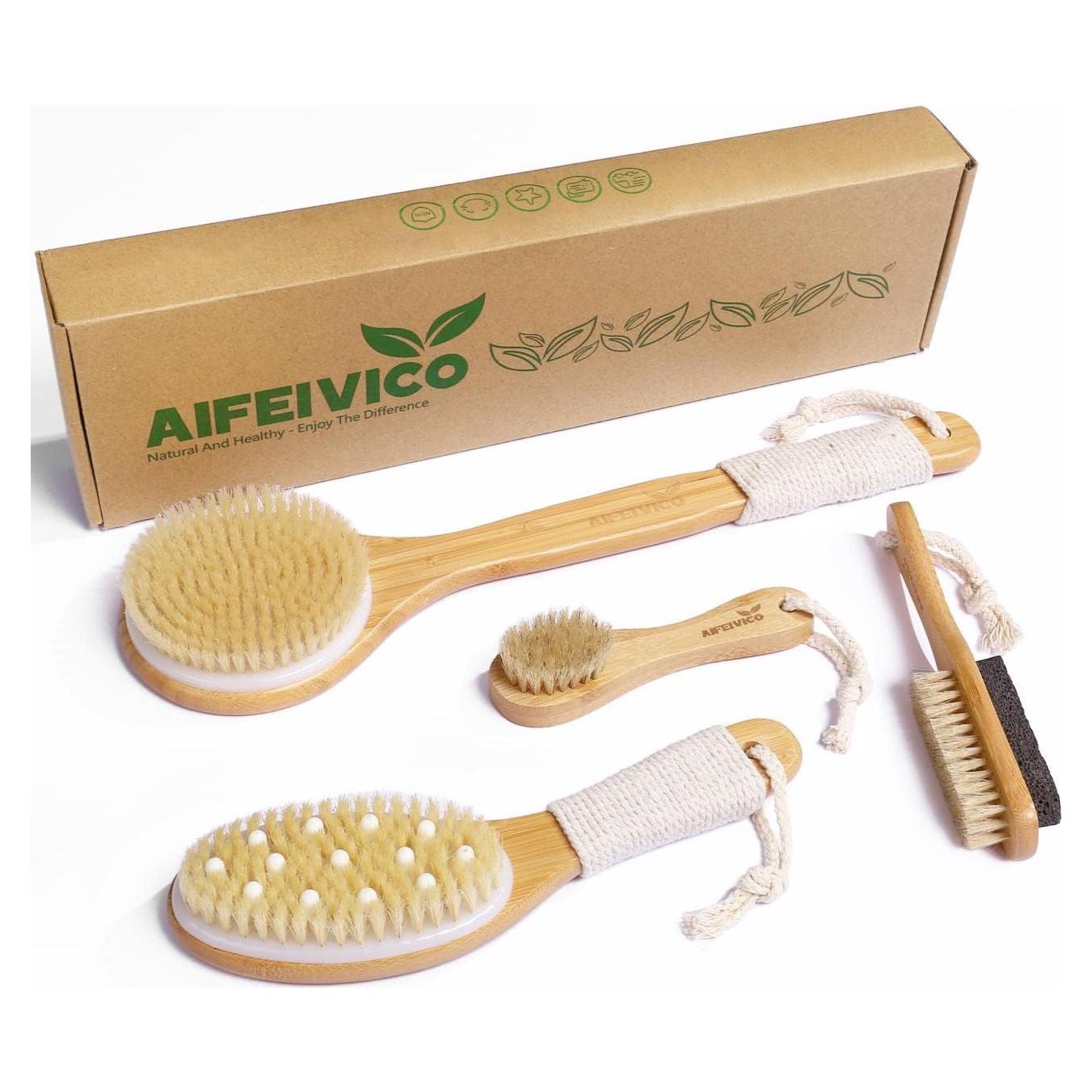 Juego de Cepillos Exfoliantes AIFEIVICO - Cerdas Naturales