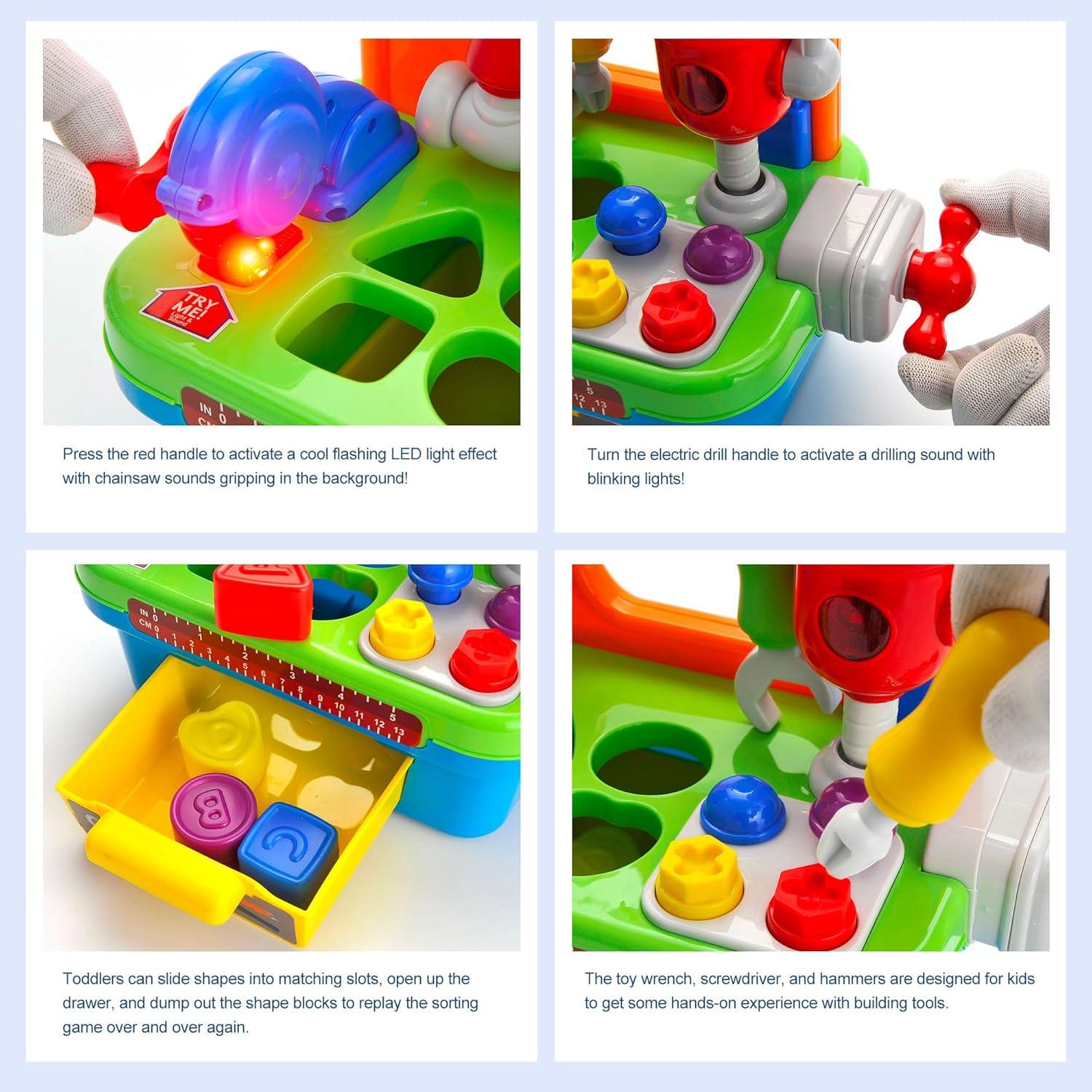 Banco de herramientas PowerTRC para niños 1-3 años con luz y sonido