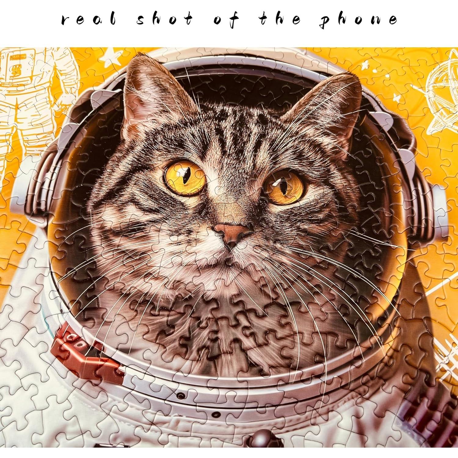 Astronaut Dog Cat Jigsaw Puzzles for Adults 1000 Pieces, Fun Unique Challenging Shape Difficult Fun Puzzle for Game, Family, Friends, Puzzle, Size: 26.6 x 19.2