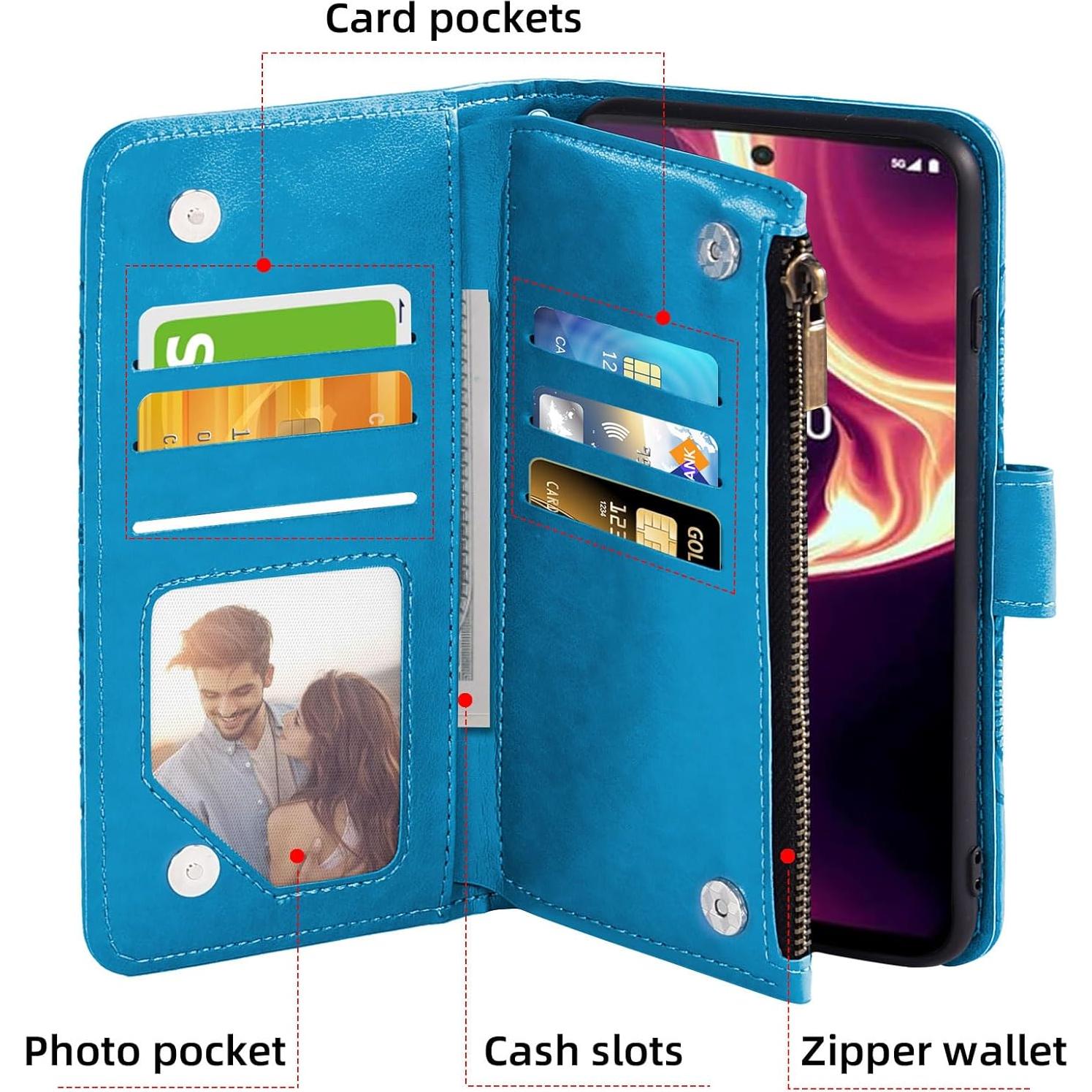 Funda Asuwish para Boost Mobile Celero 5G Plus Azul con Soporte