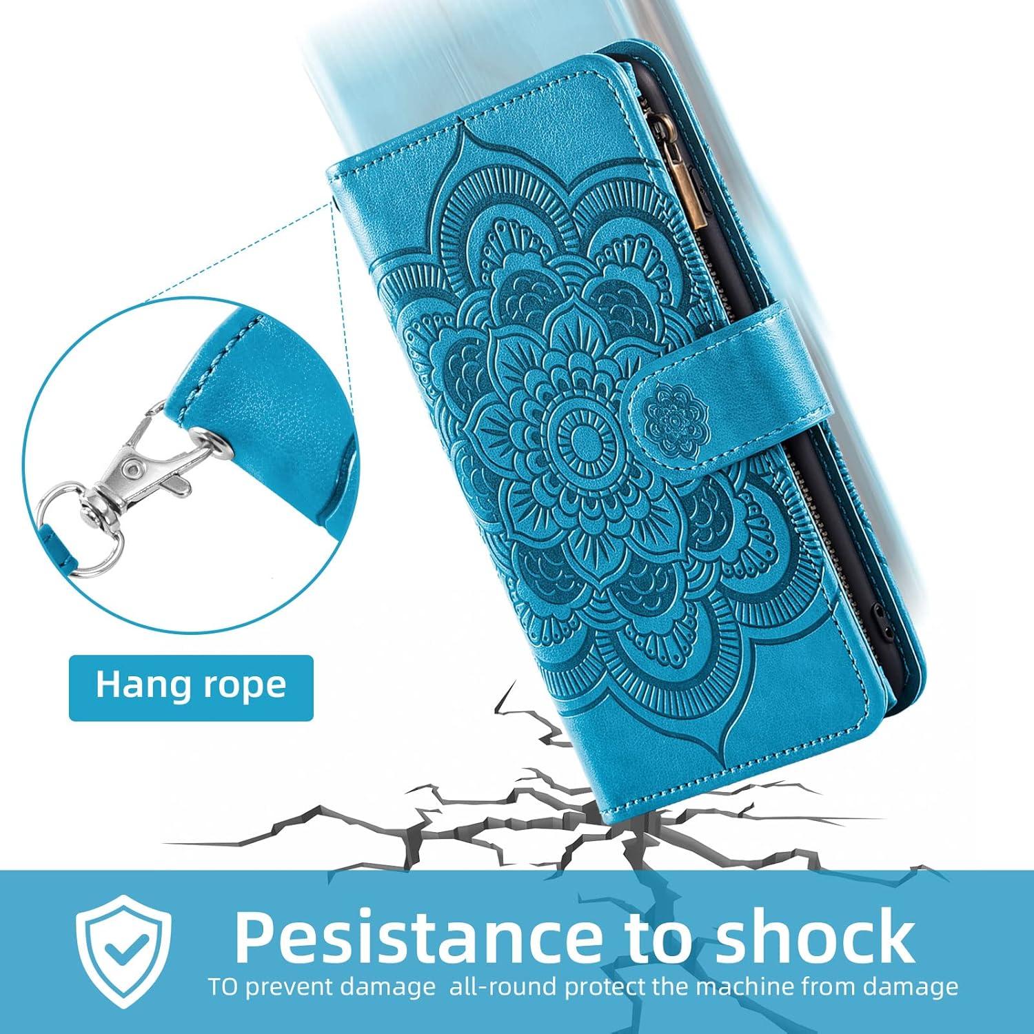 Funda Asuwish para Boost Mobile Celero 5G Plus Azul con Soporte