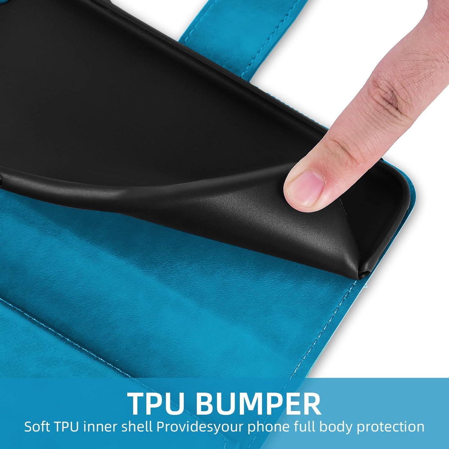 Funda Asuwish para Boost Mobile Celero 5G Plus Azul con Soporte