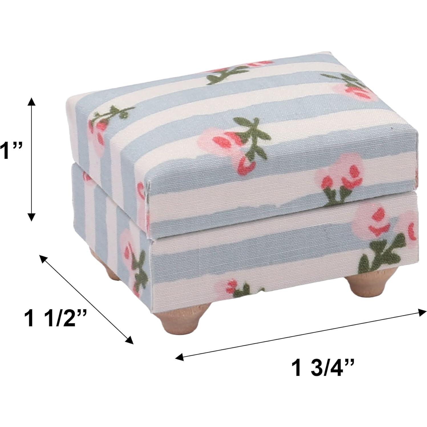 Sofá Miniatura Inusitus con Otomana Azul 1/12 para Muñecas