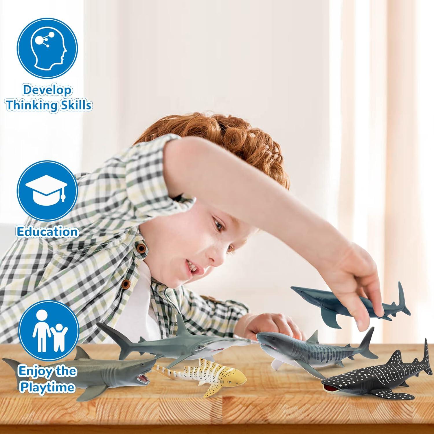 Conjunto de Figuras de Tiburones Toymany 6PC - Juguetes de Baño