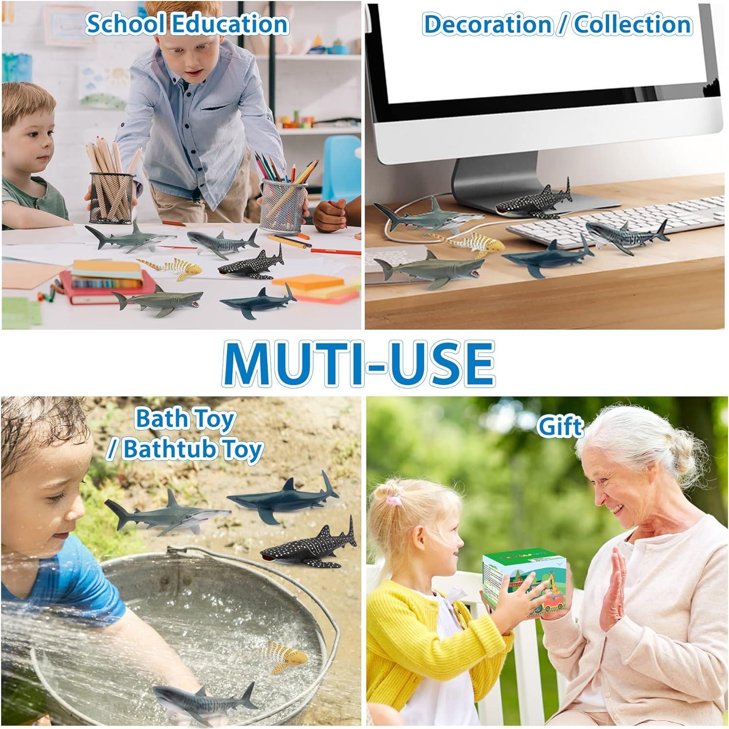 Conjunto de Figuras de Tiburones Toymany 6PC - Juguetes de Baño