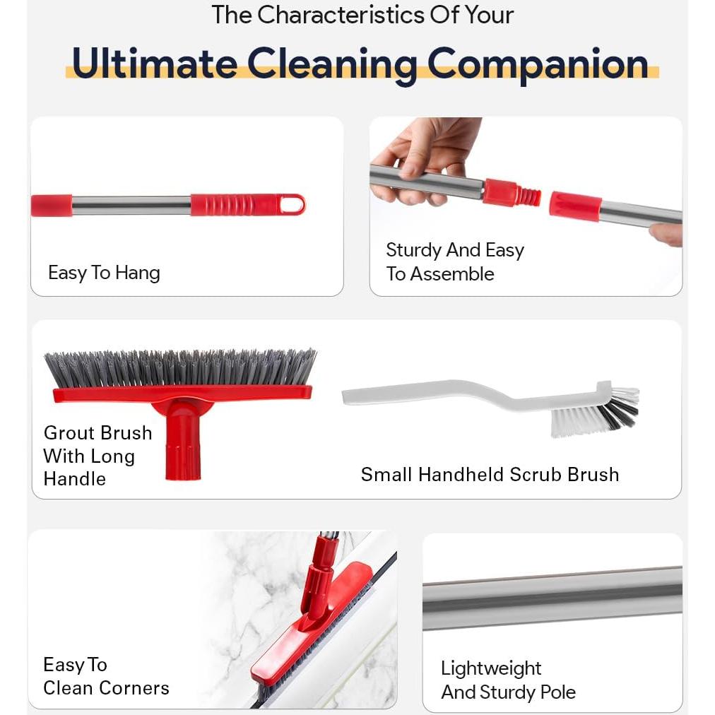 Cepillo de Lechada Fox Trot con Mango Extensible y Cerdas Rígidas