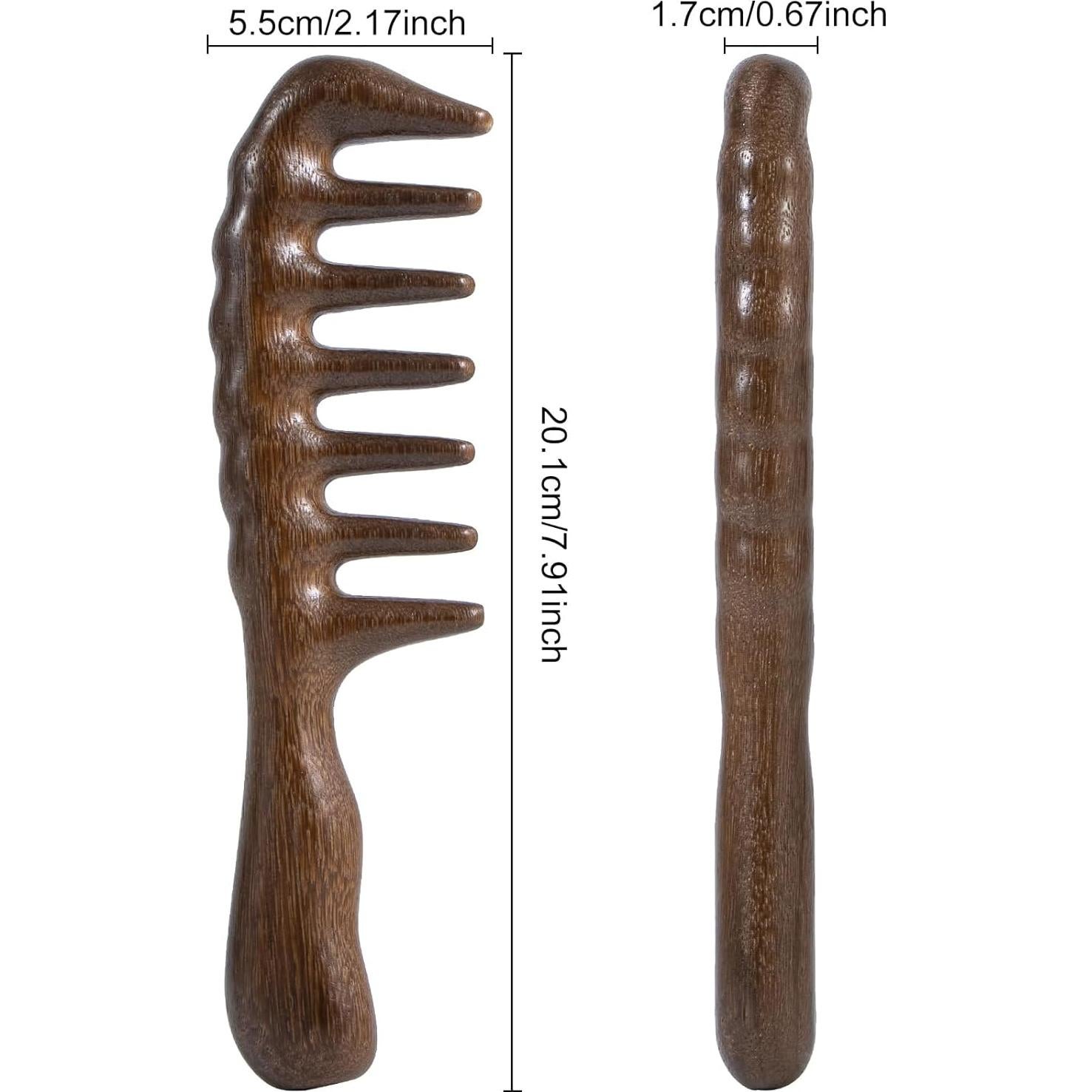 Peine de Madera Sándalo Beomeen Dientes Anchos Antiestático