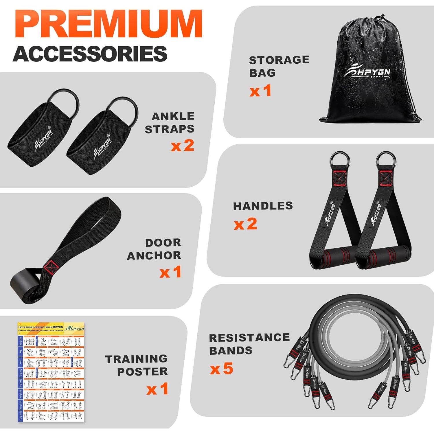 Bandas de Resistencia HPYGN 250LBS con Mangos y Anclaje