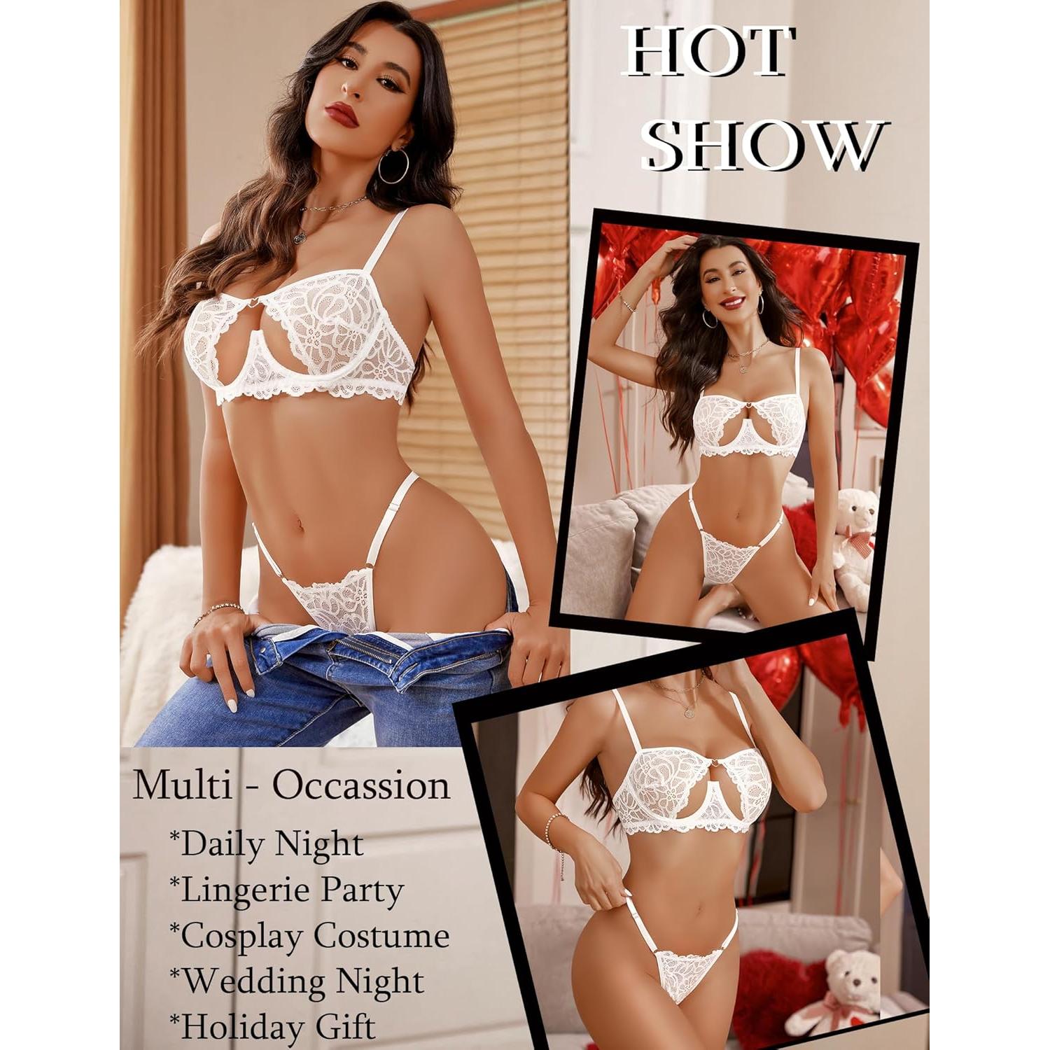 Conjunto Lencería Avidlove Sujetador y Panty Encaje Blanco