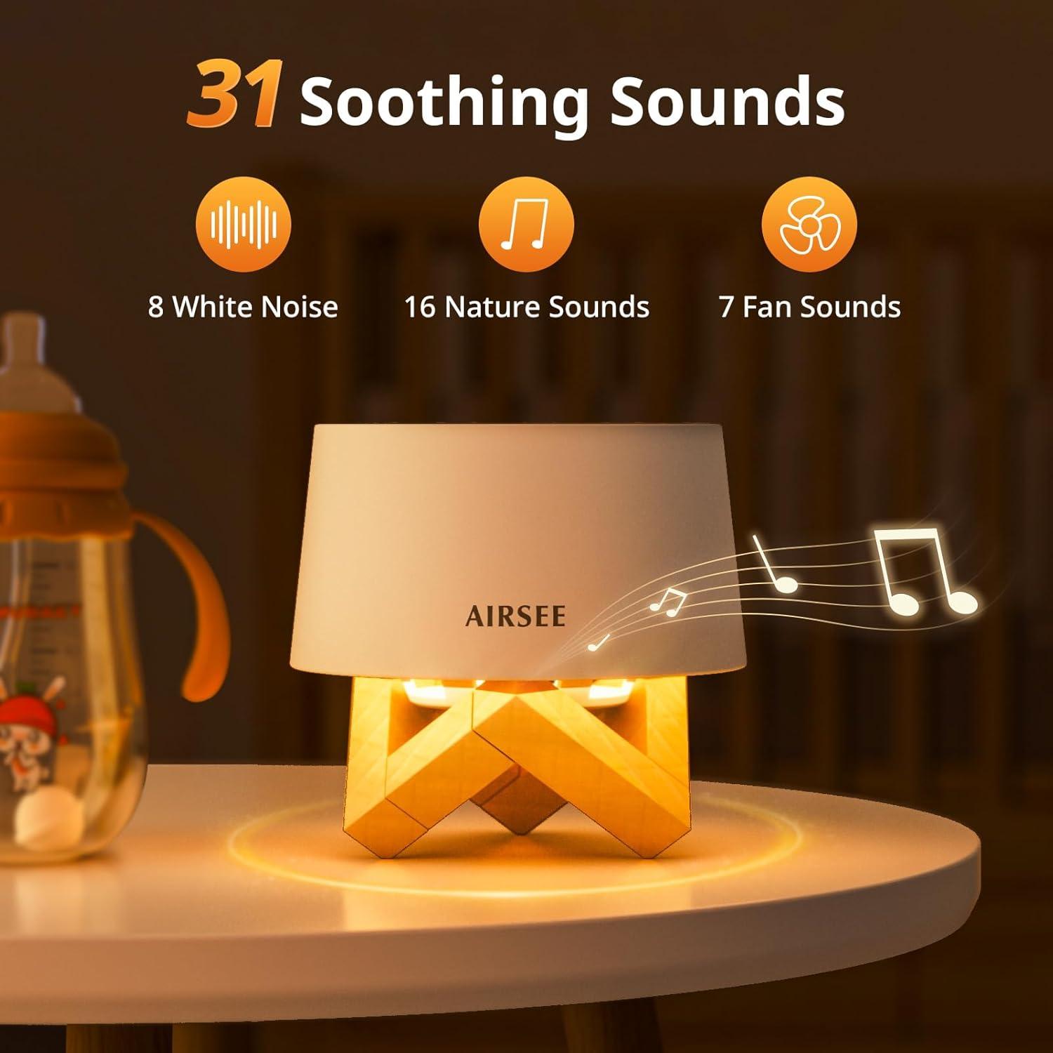 Máquina de Sonido Blanco AIRSEE con Luz Nocturna y Batería 2000mAh