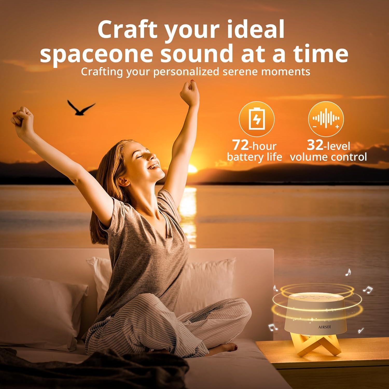 Máquina de Sonido Blanco AIRSEE con Luz Nocturna y Batería 2000mAh