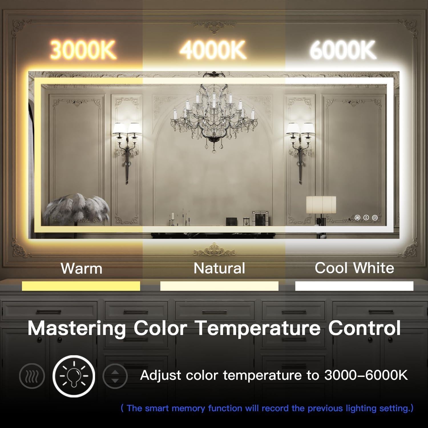 Espejo LED ISKM 139.7x91.4 cm para baño iluminado