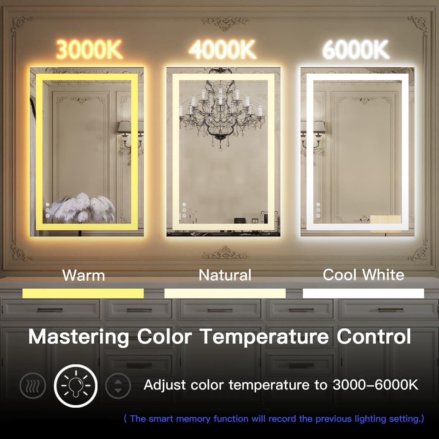 Espejo LED ISKM 71x50 cm para baño iluminado frontal y trasero