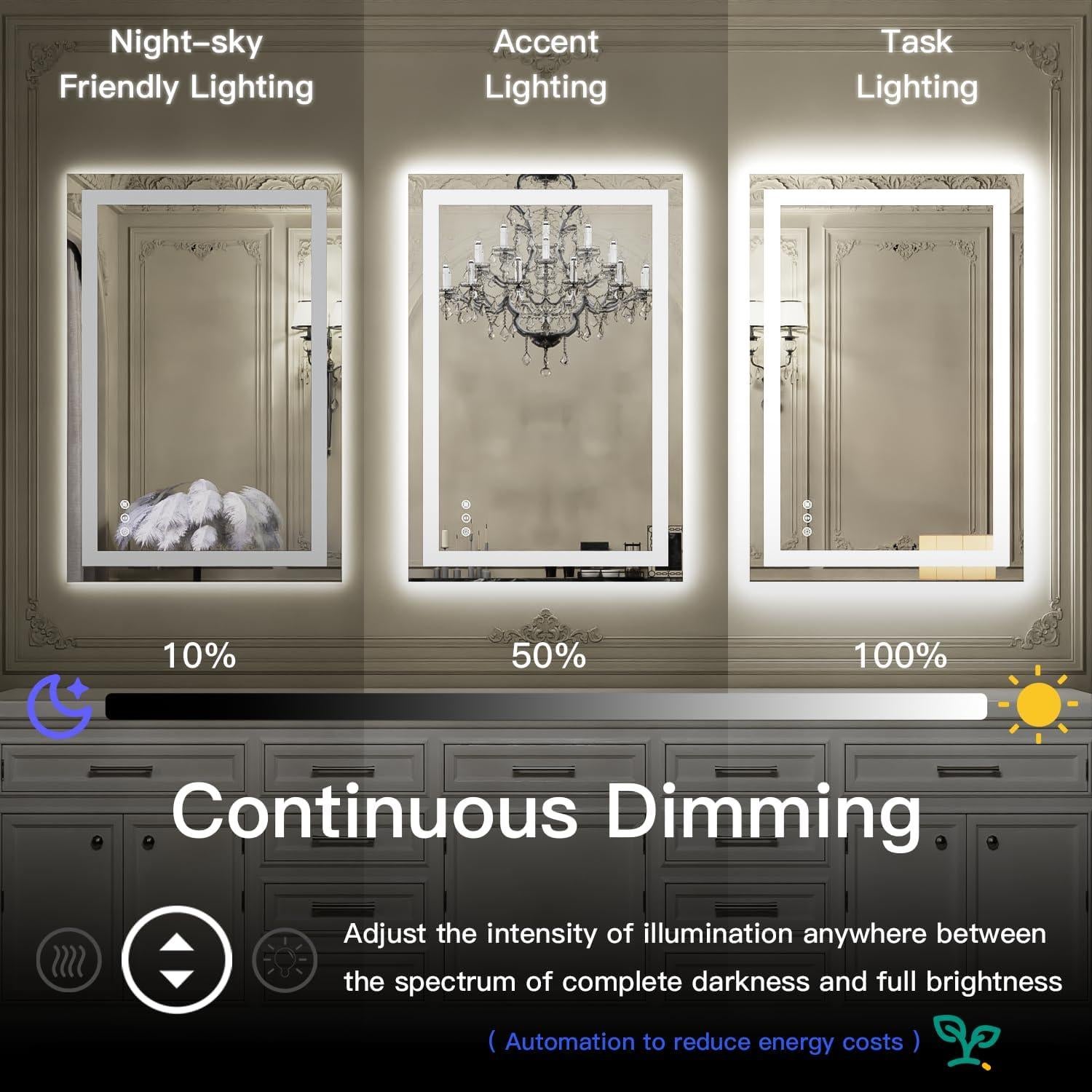 Espejo LED ISKM 71x50 cm para baño iluminado frontal y trasero