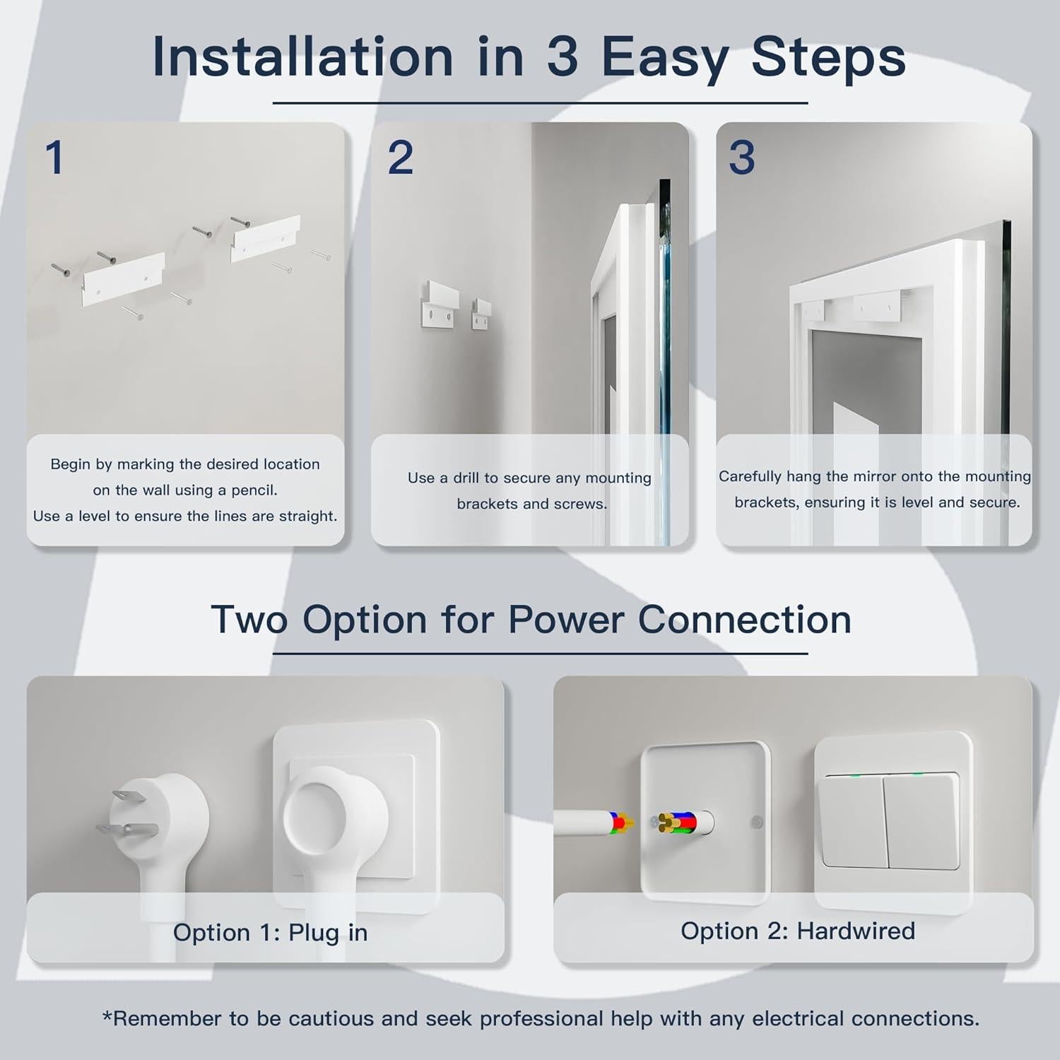 Espejo LED ISKM 71x50 cm para baño iluminado frontal y trasero