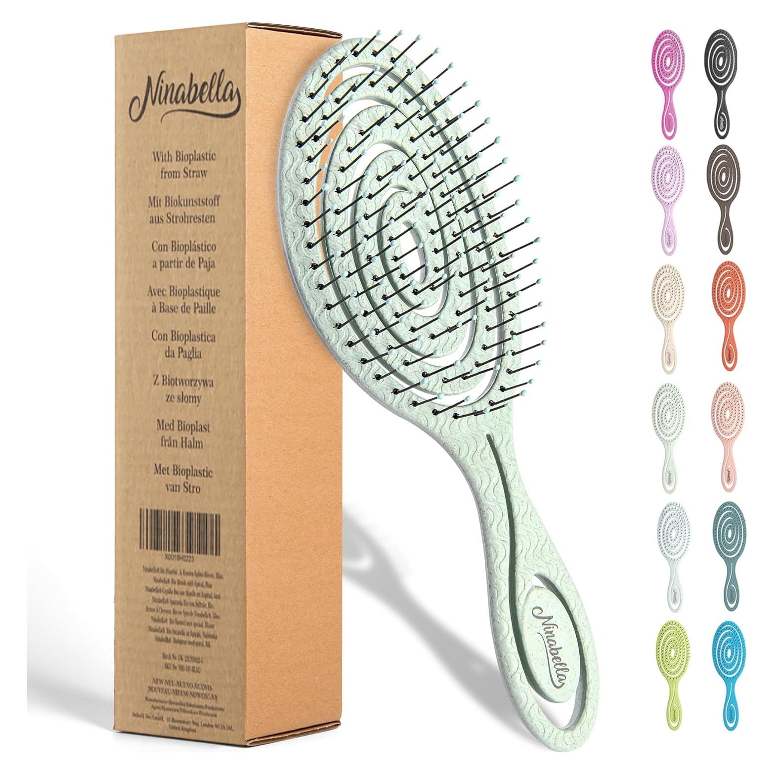 Cepillo Desenredante Ninabella Verde para Todo Tipo de Cabello