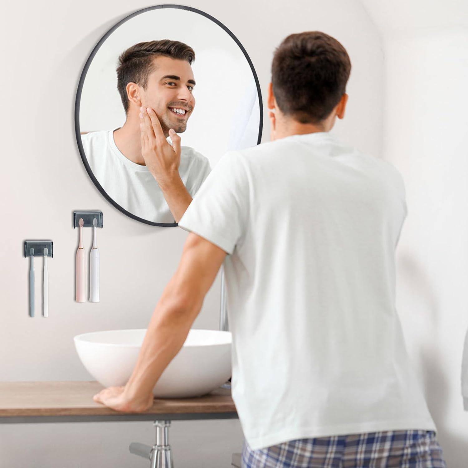 Soporte de Cepillo de Dientes Montado en Pared HLGOLDLUO 2 PCS