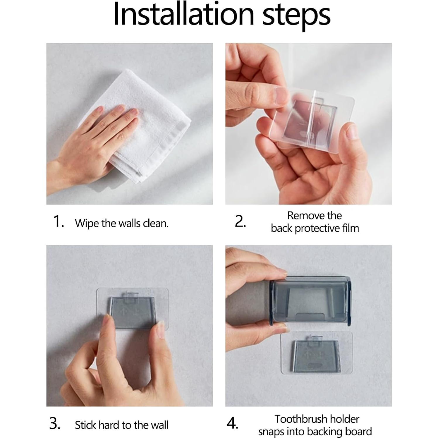 Soporte de Cepillo de Dientes Montado en Pared HLGOLDLUO 2 PCS