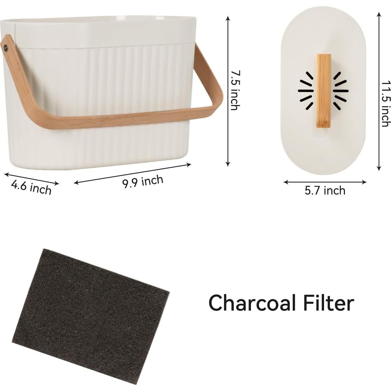 Cubo de Compostaje Yatmung 3.8L Crema con Filtro Antiodor