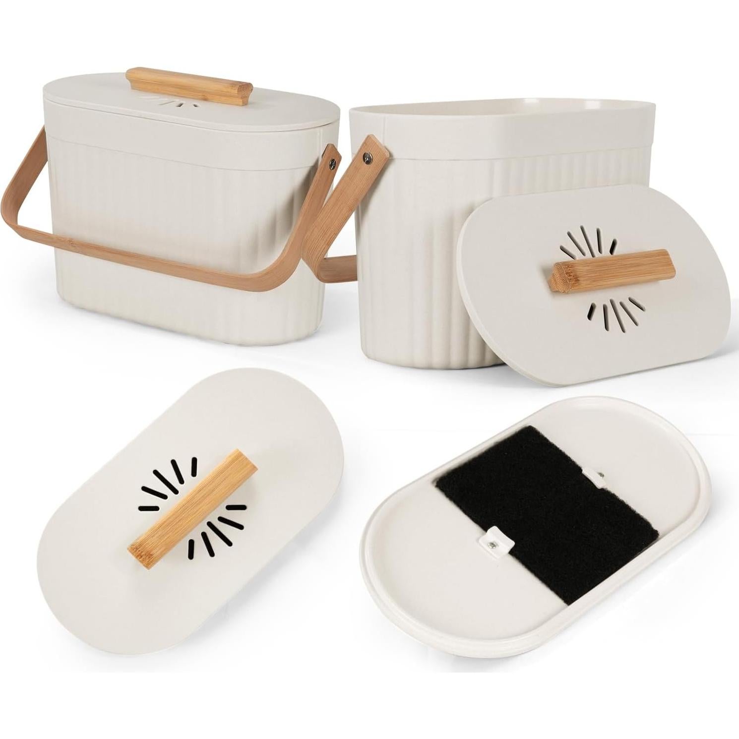 Cubo de Compostaje Yatmung 3.8L Crema con Filtro Antiodor