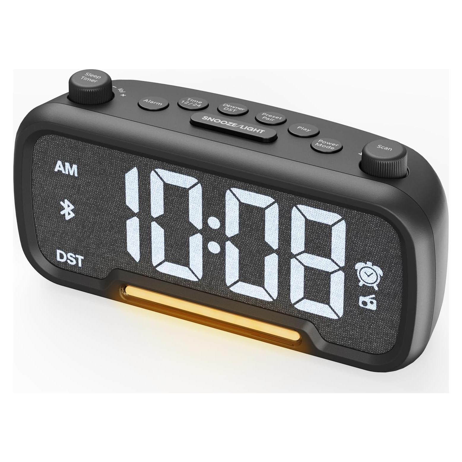 Reloj Despertador ROCAM con Radio FM y Bluetooth Negro
